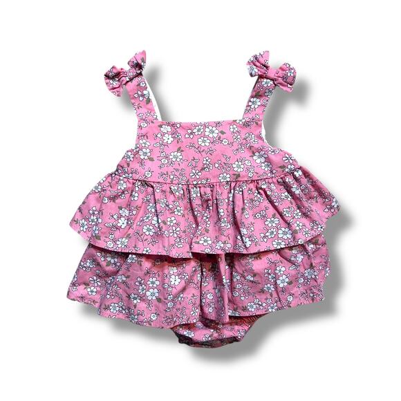 Petit Confection Floral Tiered Romper, 3 Months - Picture 4 of 6